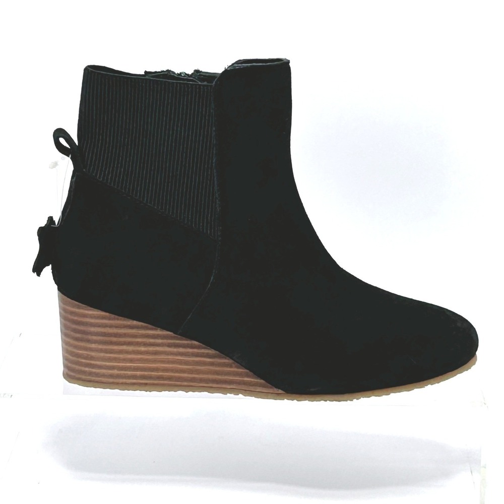 Anthony Veer Size 8 Black Suede Wedge Ankle Boot NEW Lopez Bootie $159 Ortholite